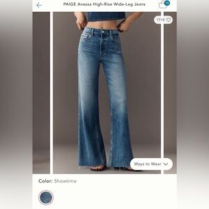 PAIGE Anessa Flare Wide-Leg Jeans color Showtime size 25